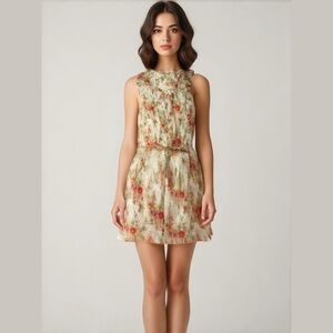 Old Navy Floral Dress Size Small Fully Lined Elastic Waist With Tie Ruffles
NWT